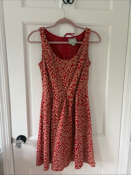 Maeve Dresses & Skirts - Maeve Red and Beige Printed Sleeveless Mini Dress